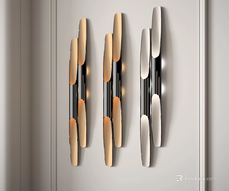 Sleek Modern Wall Lights Featuring Metal Frame And Golden Accents For Interior Wall Decoration 3d model 