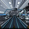 Industrial Equipment Modern Factory Interior With Automated Production Line Robotic Arms And Conveyor Belts