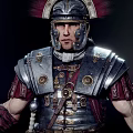 Roman Soldier Man In Ancient Armor With Plumed Helmet Standing Pose Historical Costume
