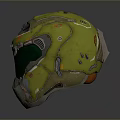 Green Military Weapon Helmet With Protective Visor And Tactical Combat Design