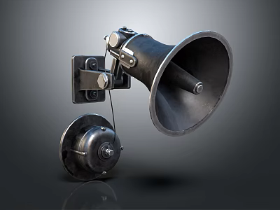 Commercial Equipment Wall Mounted Horn Speaker With Metal Bracket Black Finish Public Address 3d model