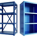 Blue Metal Shelving Units With Multiple Shelves For Sturdy Practical Storage Solution 3d model