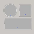 Minimalist Round And Square Mirrors On Light Grey Wall With Artwork And Plant