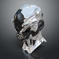 Futuristic Mechanical Style Helmet With Silver And Black Metallic Detailed Design