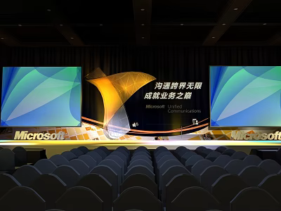 Microsoft Conference Stage With Large Screens Audience Seats And Professional Journey Focus 3d model