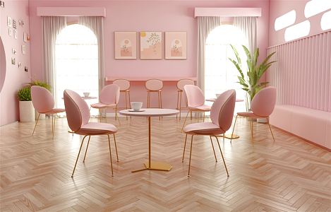 Pink Restaurant Nordic Restaurant 3d model