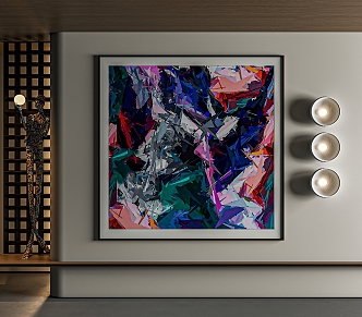 Abstract painting texture painting high-end art hanging painting square decorative painting 3d model