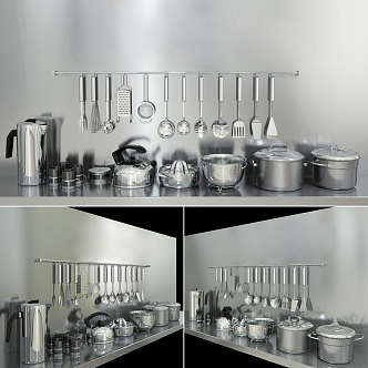 Modern Kitchenware Metal Kitchen Utensils Ornaments Combination 3d model