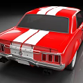 Vintage Red Sports Car With White Racing Stripes And Shiny Exterior Design