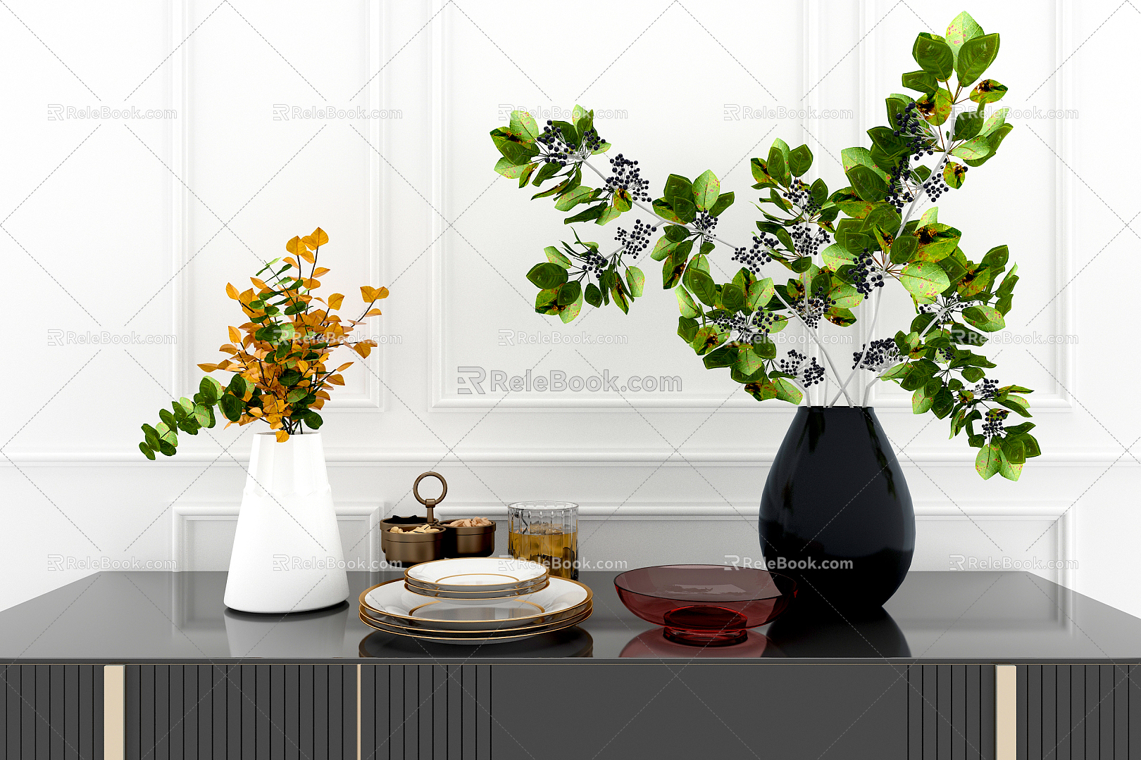 Modern tableware decorations flower arrangement model