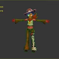 Cartoon Cowboy Character With Cow Patterned Pants Red Scarf And Outstretched Arms
