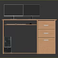 Modern Wooden Office Desk With Dual Monitors Drawers And CPU Cabinet