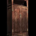 Wooden Storage Cabinet With Double Door Design Natural Wood Grain And Metal Hinges