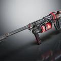 Red And Black Decorative Gun With Patterned Design And Glossy Finish 3d model
