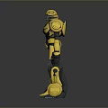 Yellow And Black Robot Character With Metallic Armor And Mechanical Structure Standing Pose