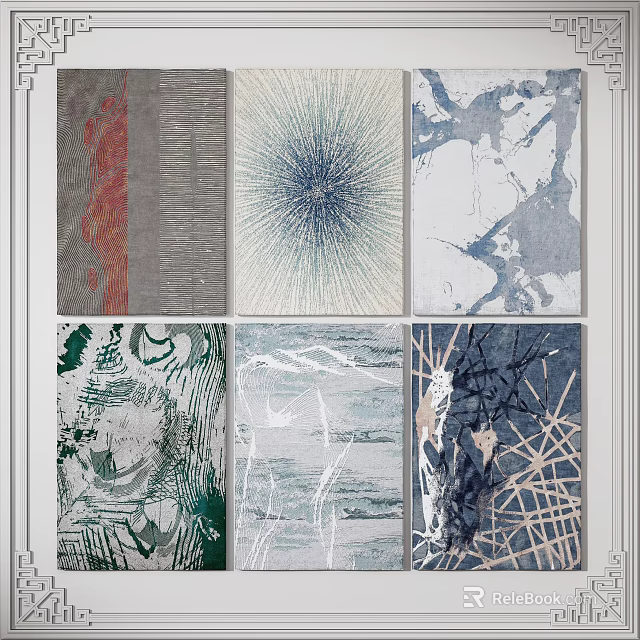 Square Rugs With Diverse Abstract Patterns And Colorful Textures For Home Use 3d model