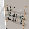 Multi Tiered Wall Mounted Wine Rack With Acrylic Shelves Metal Brackets And Glassware