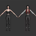 Two Women Holding Hands Wearing Black Tank Top Red Vest Gray Jacket Black Pants Boots