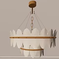 Elegant Modern Chandelier With White Oval Shaped Elements And Gold Metal Rings