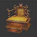 Traditional Chinese Throne Furniture Featuring Golden Seat Dragon Carvings And Decorative Steps