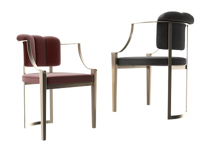 Red And Black Modern Lounge Chairs With Metal Frame And Upholstered Seats 3d model