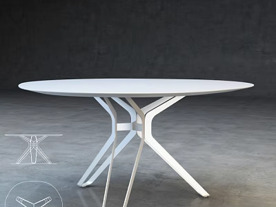 Modern Minimalist Coffee Table With Round White Top And Geometric Metal Frame Design 3d model