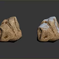 Two Natural Wood Stone Decorative Pieces With Brown And White Veined Textures
