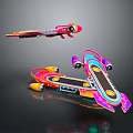 Colorful Wheeled Sports Equipment With Vibrant Red Pink Blue And Yellow Modern Design