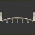 Architectural Model of Stone Arched Bridge with Twin Towers and Arched Structure
