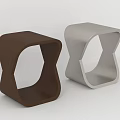 Modern Geometric Side Tables With Dark Brown and Light Gray Hollow Design