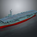Aircraft Carrier Flight Deck With Island Superstructure Gray And Red Hull Design