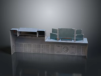 Modern 3D Model of Cabinet Structure With Multiple Shelves Circular Decorative Panels Console Display Features 3d model