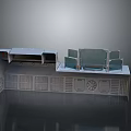Modern 3D Model of Cabinet Structure With Multiple Shelves Circular Decorative Panels Console Display Features