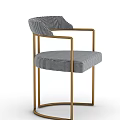Modern Stylish Dining Chair With Black White Checkered Fabric And Golden Metal Frame