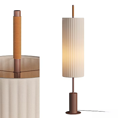 Modern Minimalist Floor Lamp With Pleated Fabric Shade And Metal Stand Warm Light 3d model
