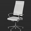 White Upholstered Office Chair With High Back Metal Arms Black Accents And Swivel Base