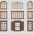 Classic Wooden Casement Windows Featuring Arched Tops And Paneled Designs In Various Styles