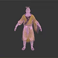 Man Wearing Traditional Yellow Robe with Belt and Ancient Style Attire