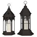 Vintage Style Candle Lanterns With Metal Frame Glass Panels And Intricate Cutouts Design