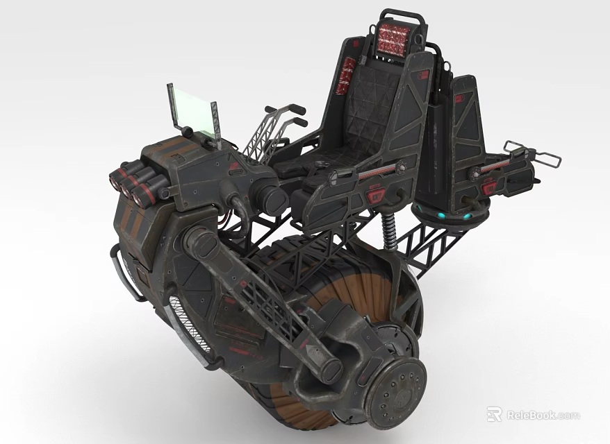 Futuristic Motorcycle With Mechanical Structure Large Wheels Black Red Color And Metallic Parts 3d model 