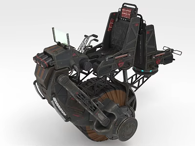Futuristic Motorcycle With Mechanical Structure Large Wheels Black Red Color And Metallic Parts 3d model