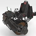 Futuristic Motorcycle With Mechanical Structure Large Wheels Black Red Color And Metallic Parts