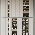 Modern Decorative Display Cabinet With Layered Shelves Built in Lighting And Decor Items