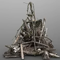 Natural Wood Pile With Stacked Branches Bark Covered Logs And Twigs