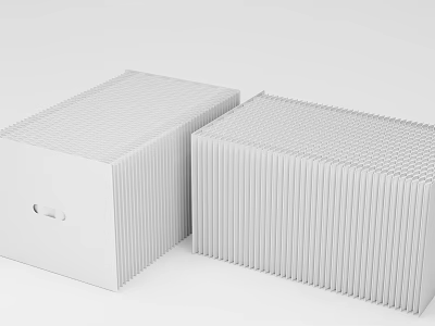 Two White Sofa Stools With Vertical Stripe Design And Modern Rectangular Shape 3d model