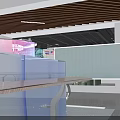 Specialty Store with Transparent Glass Building Display Cabinets International Flags and Cake