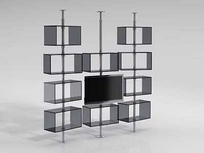 Iron Art Modern Display Rack With TV And Storage Cubes 3d model