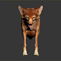 Animated Orange Fox 3D Model Standing As Game And Movie Character With Yellow Eyes