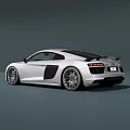 Silver Audi R8 Two Door Sports Car With Sleek Exterior And Alloy Wheels