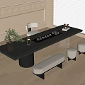 Modern Tea Table and Chair Combination Stool Tea Set 3d model